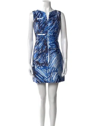 Pre-owned Milly Printed Mini Dress In Blue