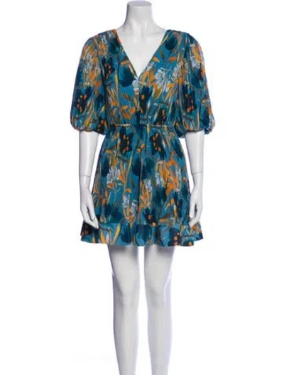 Pre-owned Milly Printed Mini Dress In Blue