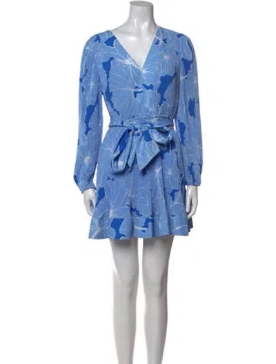 Pre-owned Milly Printed Mini Dress In Blue