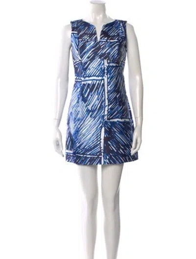 Pre-owned Milly Printed Mini Dress In Blue