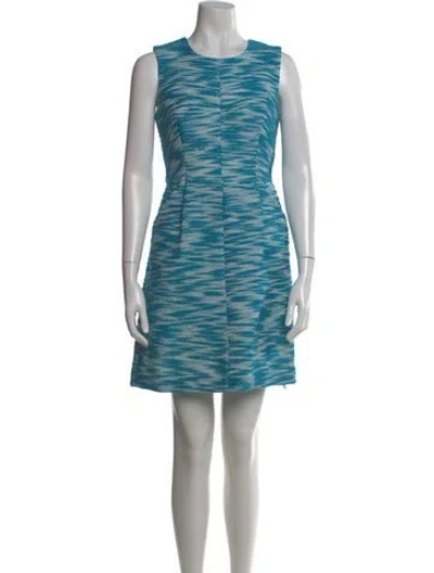 Pre-owned Milly Printed Mini Dress In Blue