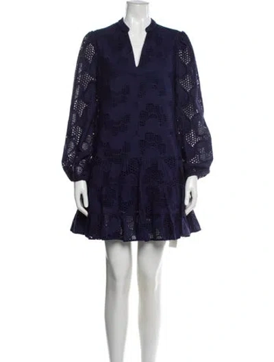 Pre-owned Milly Printed Mini Dress In Blue