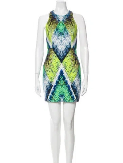 Pre-owned Milly Printed Mini Dress In Blue