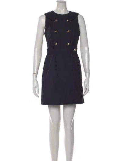 Pre-owned Milly Printed Mini Dress In Blue