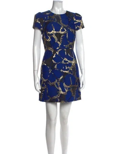 Pre-owned Milly Printed Mini Dress In Blue