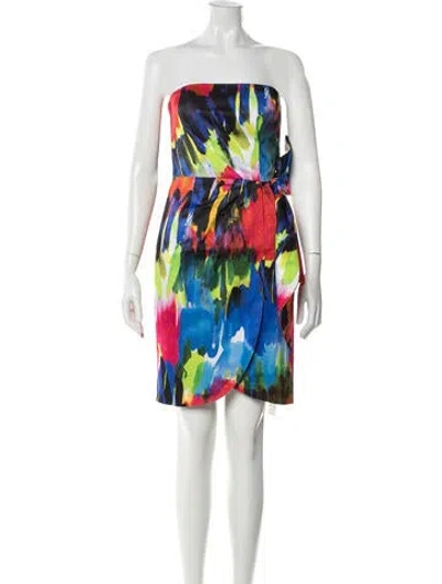 Pre-owned Milly Printed Mini Dress In Blue