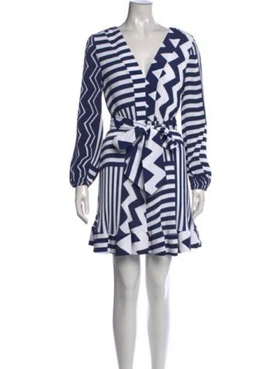 Pre-owned Milly Printed Mini Dress In Blue