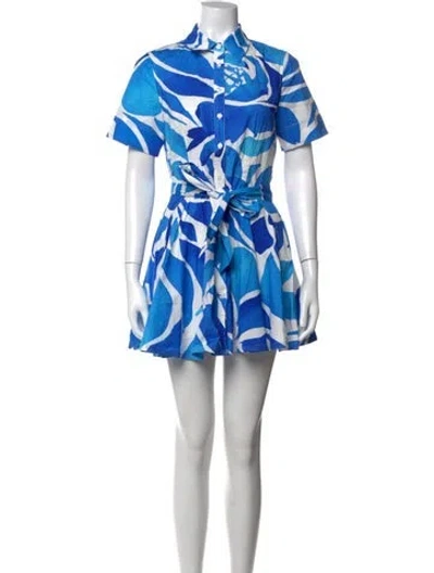 Pre-owned Milly Printed Mini Dress In Blue