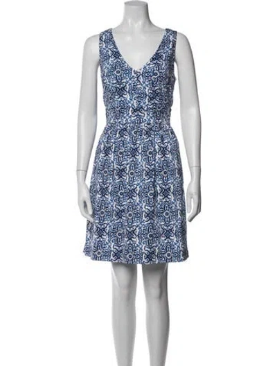 Pre-owned Milly Printed Mini Dress In Blue