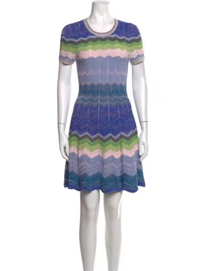 Pre-owned Milly Printed Mini Dress In Blue
