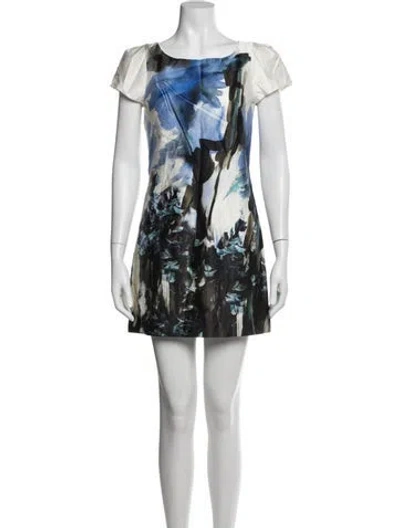 Pre-owned Milly Printed Mini Dress In Blue