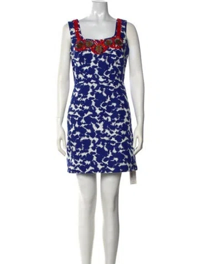 Pre-owned Milly Printed Mini Dress In Blue