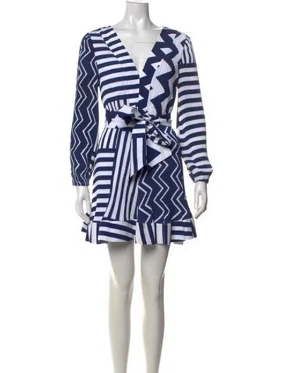 Pre-owned Milly Printed Mini Dress In Blue