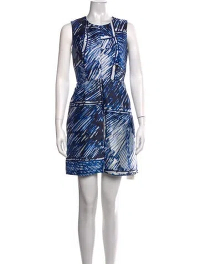 Pre-owned Milly Printed Mini Dress In Blue