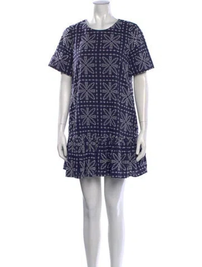 Pre-owned Milly Printed Mini Dress In Blue