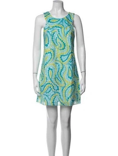 Pre-owned Milly Printed Mini Dress In Blue/green