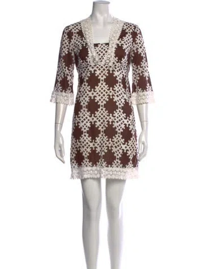 Pre-owned Milly Printed Mini Dress In Brown