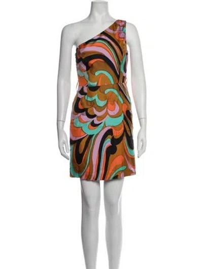 Pre-owned Milly Printed Mini Dress In Brown/purple