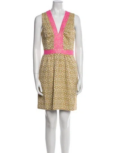 Pre-owned Milly Printed Mini Dress In Gold