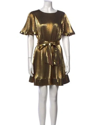 Pre-owned Milly Printed Mini Dress In Gold