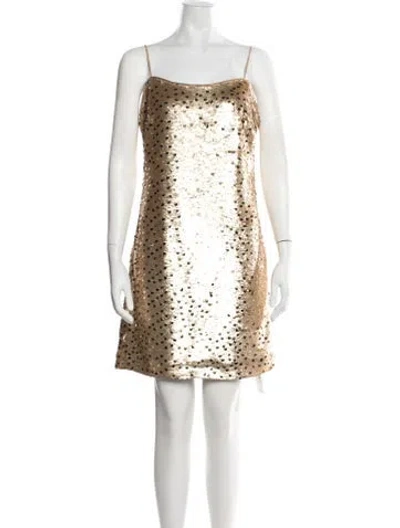 Pre-owned Milly Printed Mini Dress In Gold