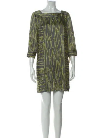 Pre-owned Milly Printed Mini Dress In Gray