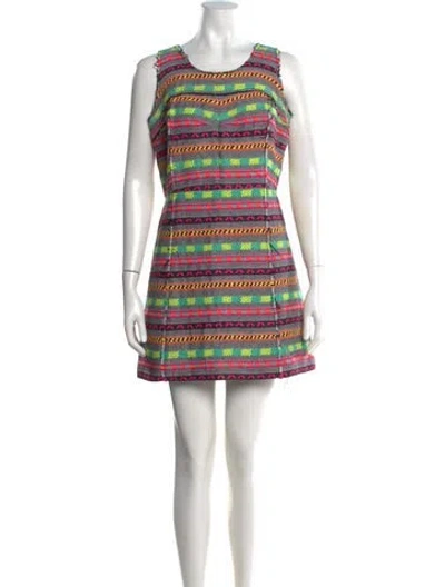 Pre-owned Milly Printed Mini Dress In Gray