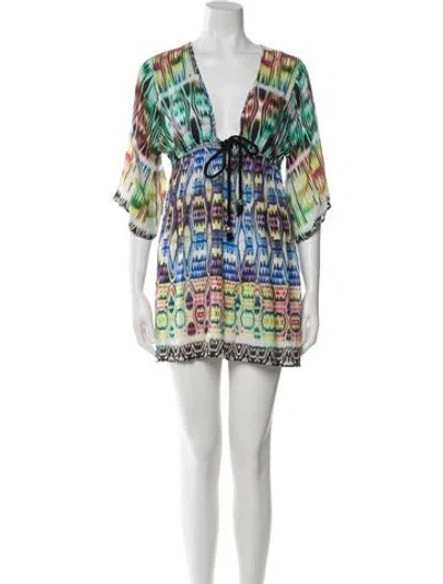 Pre-owned Milly Printed Mini Dress In Green