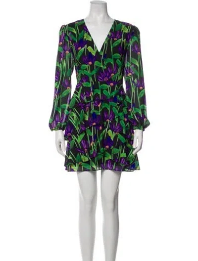 Pre-owned Milly Printed Mini Dress In Green