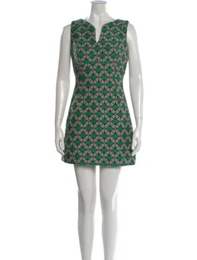 Pre-owned Milly Printed Mini Dress In Green