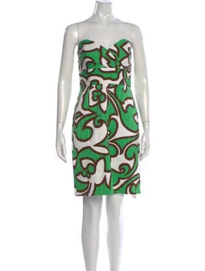 Pre-owned Milly Printed Mini Dress In Green