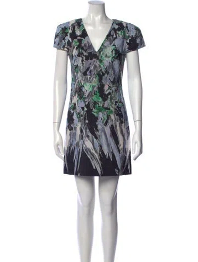 Pre-owned Milly Printed Mini Dress In Green