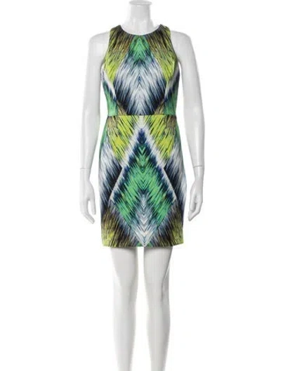 Pre-owned Milly Printed Mini Dress In Green