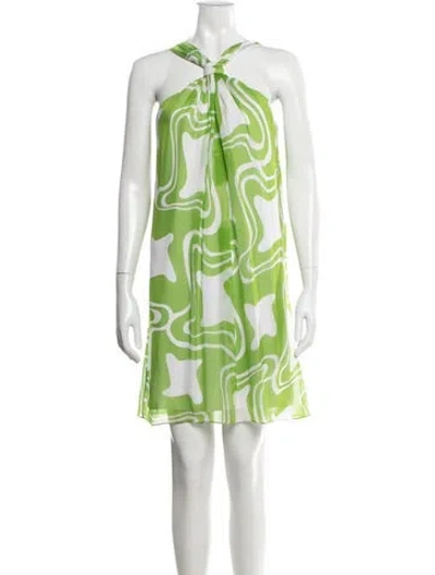 Pre-owned Milly Printed Mini Dress In Green
