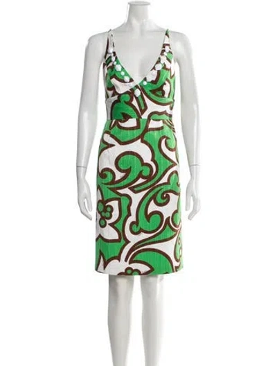 Pre-owned Milly Printed Mini Dress In Green