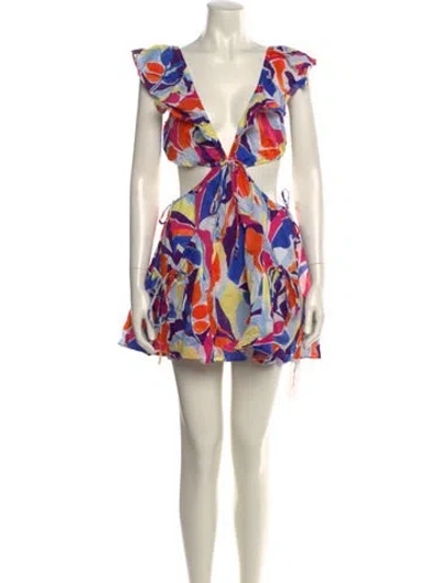Pre-owned Milly Printed Mini Dress In Multi