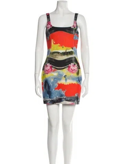 Pre-owned Milly Printed Mini Dress In Multi