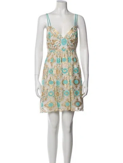 Pre-owned Milly Printed Mini Dress In Neutral