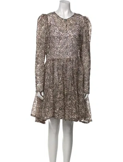 Pre-owned Milly Printed Mini Dress In Neutral