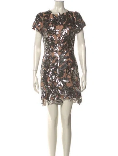 Pre-owned Milly Printed Mini Dress In Neutral