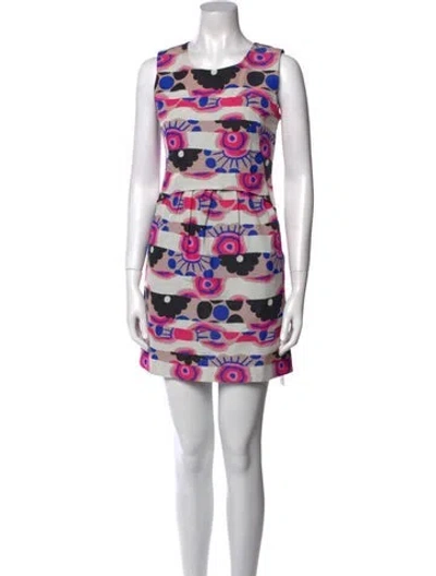 Pre-owned Milly Printed Mini Dress In Neutral