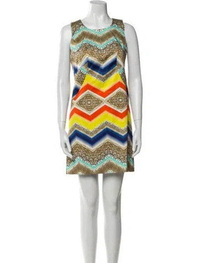 Pre-owned Milly Printed Mini Dress In Neutral