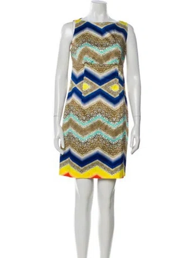 Pre-owned Milly Printed Mini Dress In Neutral