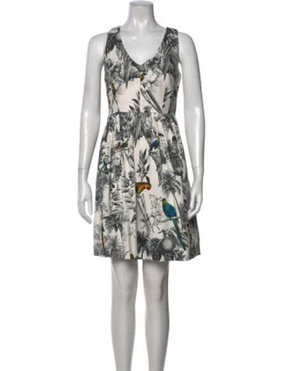 Pre-owned Milly Printed Mini Dress In Neutral