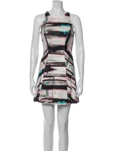 Pre-owned Milly Printed Mini Dress In Neutral