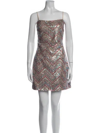 Pre-owned Milly Printed Mini Dress In Neutrals