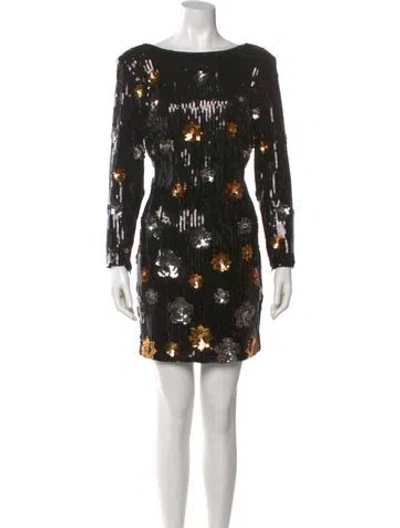 Pre-owned Milly Printed Mini Dress W/ Tags In Black