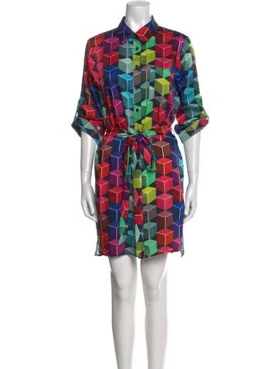 Pre-owned Milly Printed Mini Dress W/ Tags In Blue