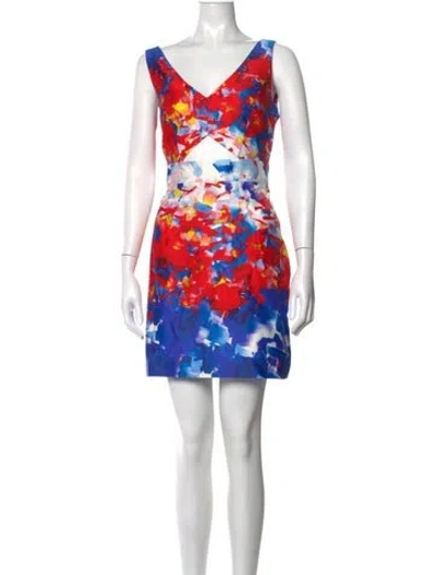 Pre-owned Milly Printed Mini Dress W/ Tags In Blue/red/white