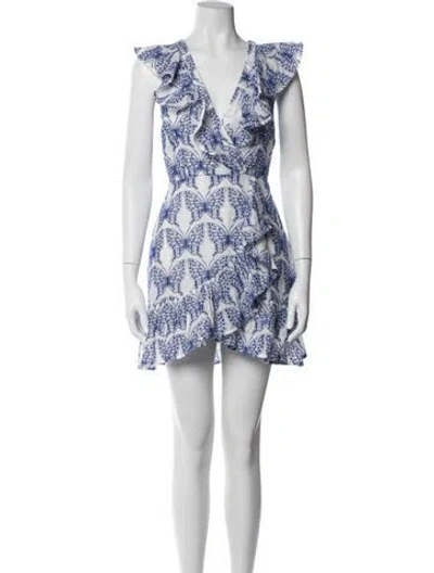 Pre-owned Milly Printed Mini Dress W/ Tags In Blue/white
